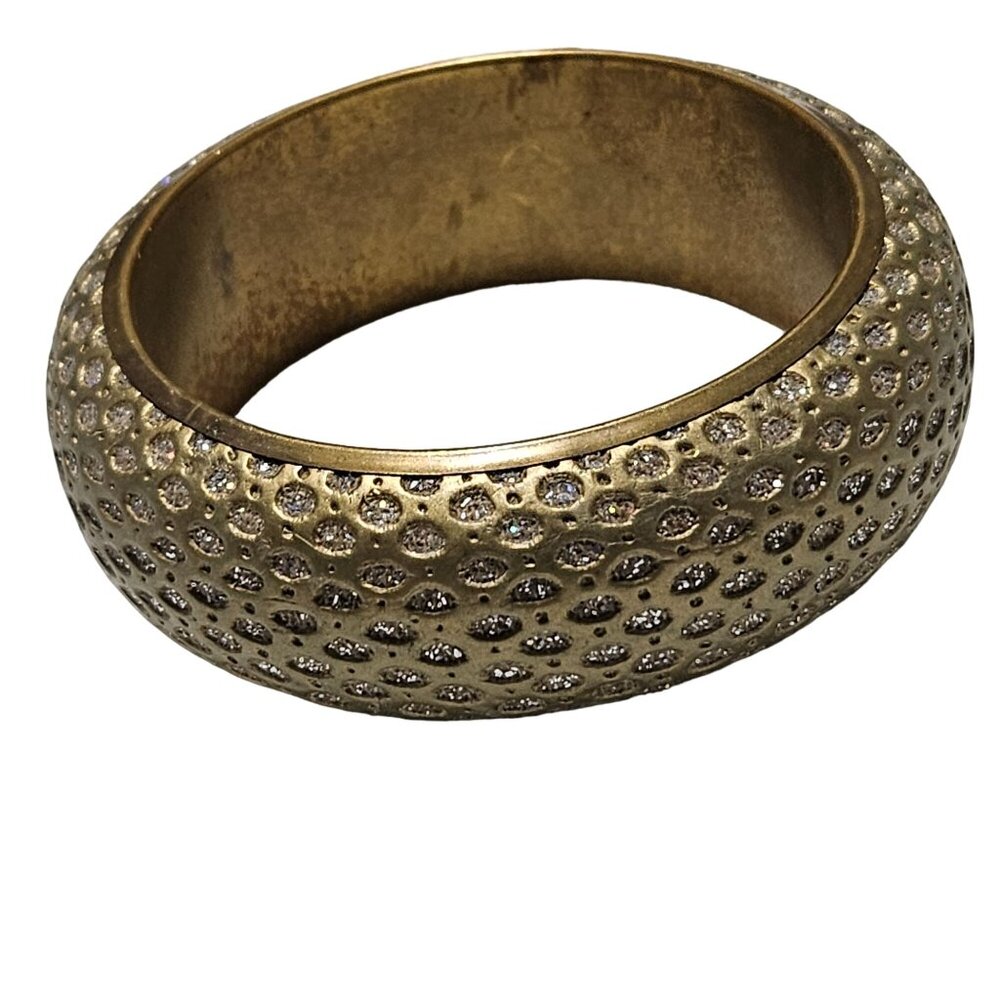 Elegant Gold Tone Rhinestone Studded Chunky Bangle Bracelet Fashion Jewelry